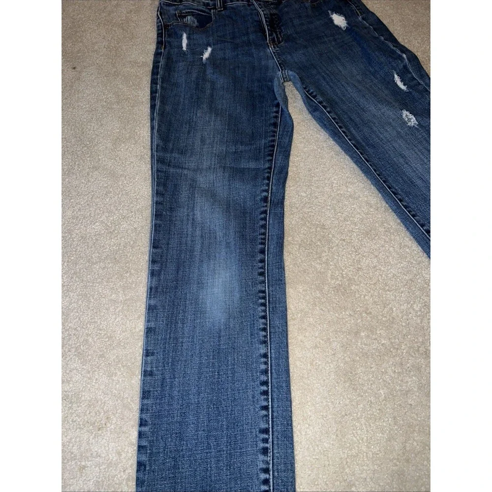 Talbots Slim Jeans Women's Size 4 Blue Stretch Denim Pants Frayed Hem